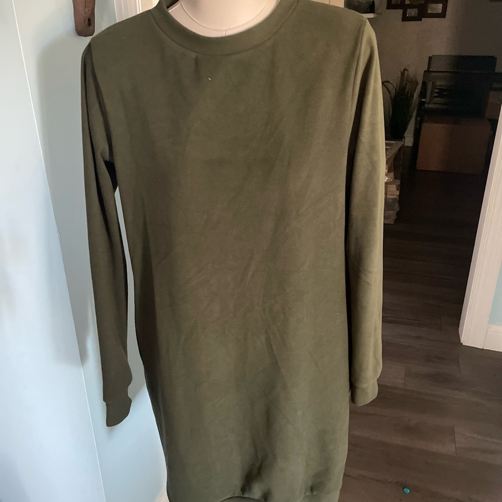 Olive Green Long Sleeve Dress